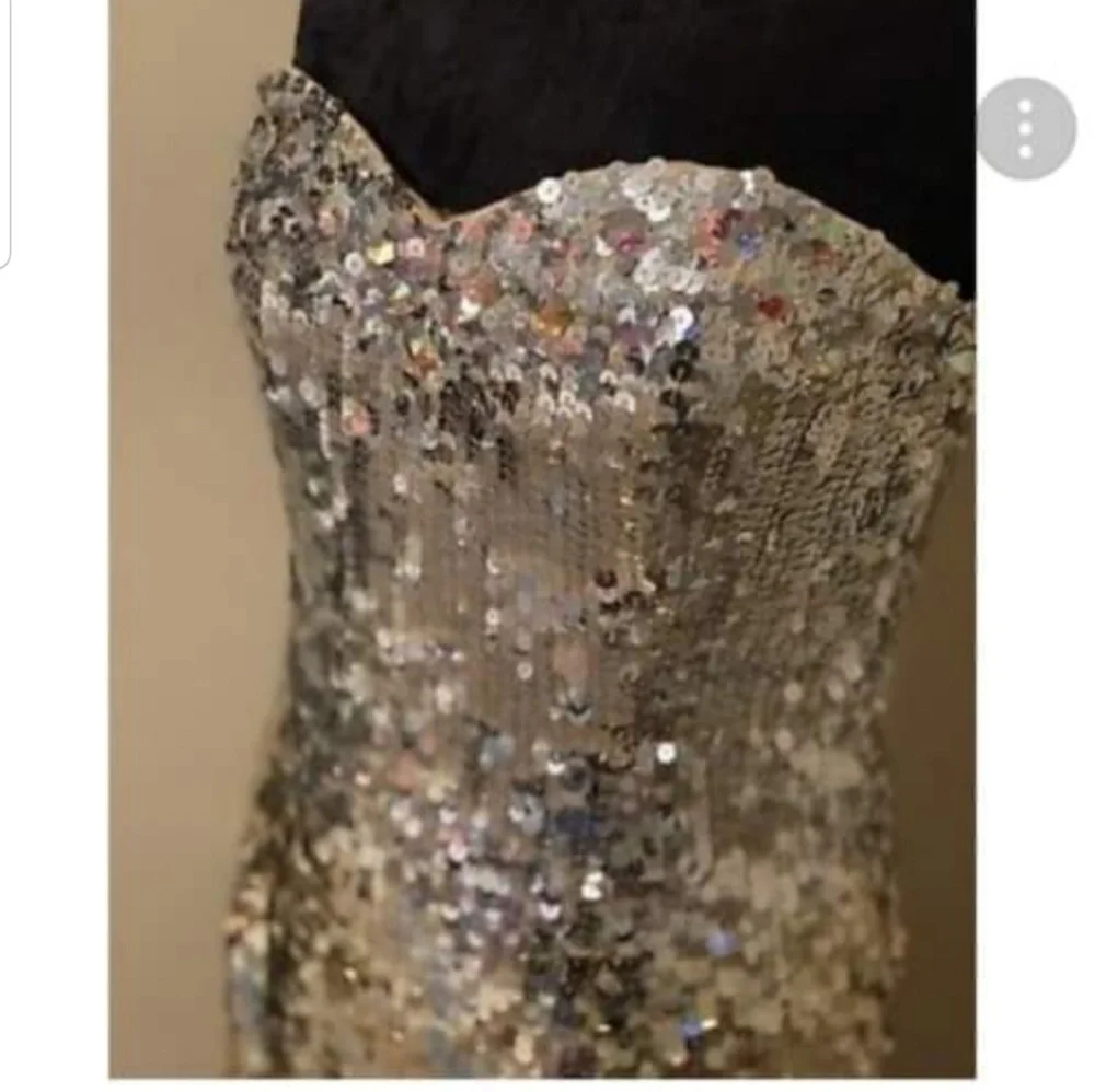 Gold silver sequin ruffle prom dress gown mermaid - Picture 5 of 5